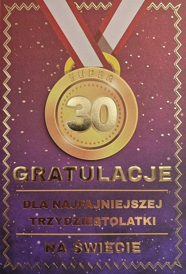 Picture of Yeku Karnet Urodziny 30 medal damskie