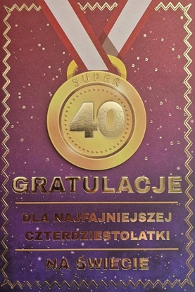 Picture of Yeku Karnet Urodziny 40 medal damskie