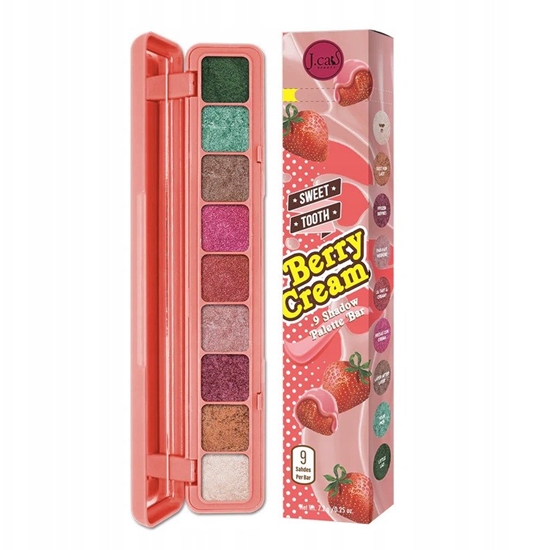 Изображение J.CAT BEAUTY_Sweet Tooth 9 Shadow Palette Bar paleta cieni do oczu 101 Berry Cream 7,2g