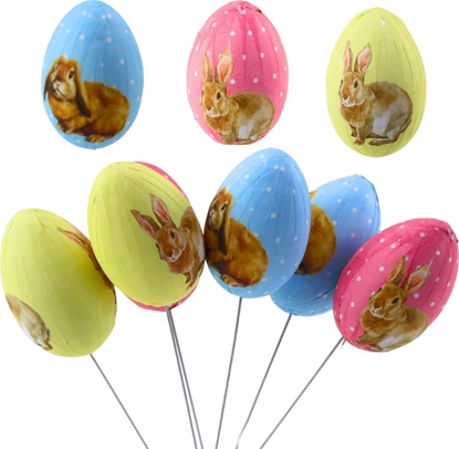 Attēls no Jajka Wielkanocne Na Piku Druciku Kolorowe Z Zajczkami Ozdoba 6szt LEAN