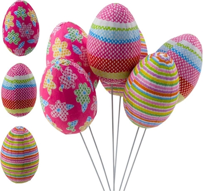 Attēls no Jajka Wielkanocne Na Piku Druciku Kropki Kwiatki Paski Ozdoba Kolorowe 6szt LEAN