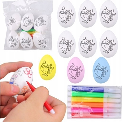 Изображение Jajka Wielkanocne Styropianowe Do Malowania Pisaki Flamastry Koguty 6szt