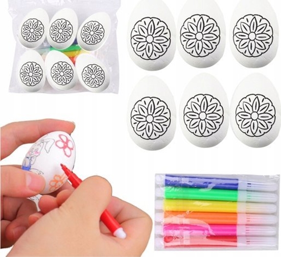 Изображение Jajka Wielkanocne Styropianowe Do Malowania Pisaki Wzór Kwiat A 6szt