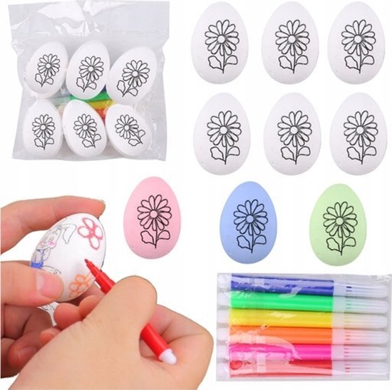 Picture of Jajka Wielkanocne Styropianowe Do Malowania Pisaki Wzór Kwiat D 6szt