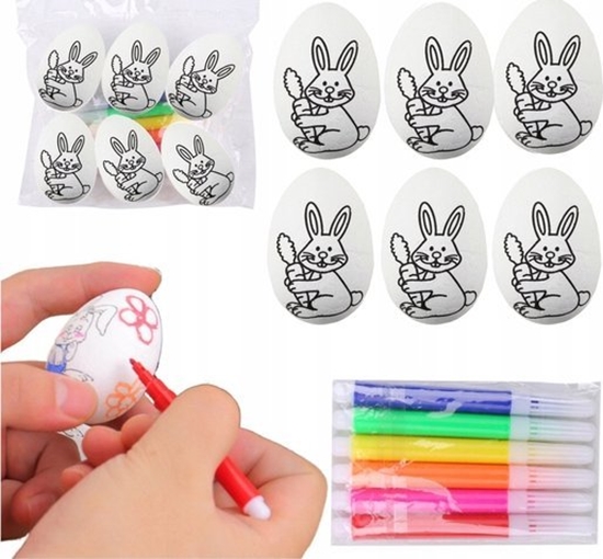 Изображение Jajka Wielkanocne Styropianowe Do Malowania Pisaki Wzór Zajc A 6szt