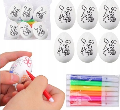 Изображение Jajka Wielkanocne Styropianowe Do Malowania Pisaki Wzór Zajc B 6szt