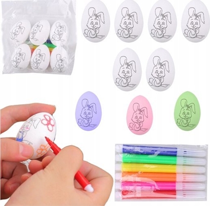 Изображение Jajka Wielkanocne Styropianowe Do Malowania Pisaki Wzór Zajc C 6szt