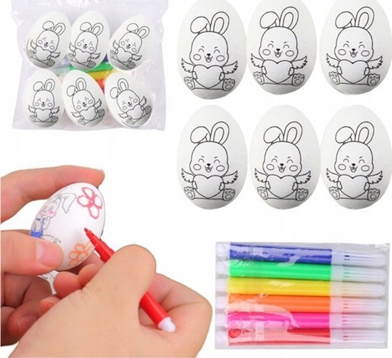 Picture of Jajka Wielkanocne Styropianowe Do Malowania Pisaki Wzór Zajc E 6szt