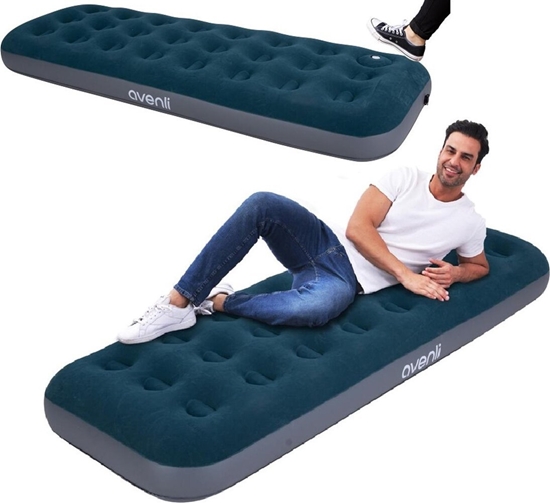 Изображение JiLong Materac dmuchany flokowany 1-osobowy z wbudowan pompk non 191x73x22cm (24130)