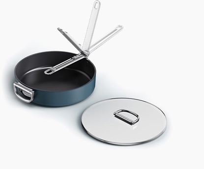 Attēls no Joseph Joseph Space Fold.Handle Ceram.NS 28cm Blue Saute Pan&Lid