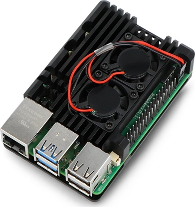 Picture of JustPi Obudowa justPi do Raspberry Pi 5 z dwoma wentylatorami - aluminiowa - czarna}