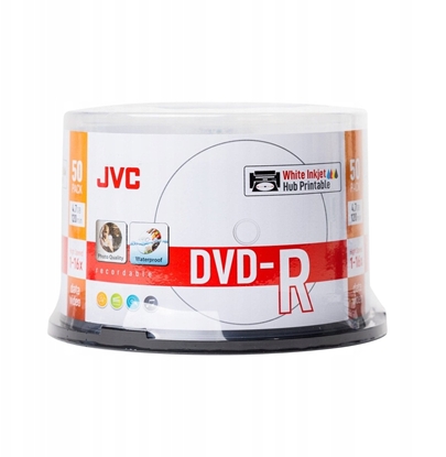 Picture of JVC DVD-R 4,7GB 16X INKJET WHITE PRINTABLE WATERPROOF PHOTO GLOSSY CAKE*50 70771BJCK0018