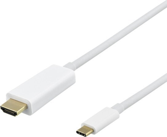 Изображение Kabel Deltaco USB-C - HDMI kabelis DELTACO 4K UHD, paauksuotos jungtys,1m, baltas / R00140020