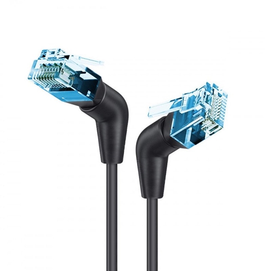 Picture of Kabel sieciowy patchcord Cat6a UTP ktowy obrotowy 1m slim czarny