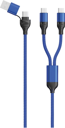 Изображение 2GO USB / Type C Ladekabel DUO 2x USB-C Nylon 1,2m  blau