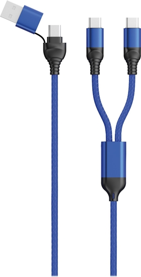 Изображение 2GO USB / Type C Ladekabel DUO 2x USB-C Nylon 1,2m  blau