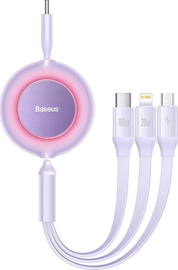 Picture of Kabel USB Baseus USB-C - USB-C + microUSB + Lightning 1.1 m Fioletowy (CAMJ010205)