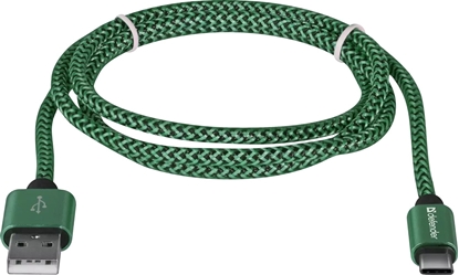 Изображение Kabel USB Defender USB-A - USB-C 1 m Zielony (87816)