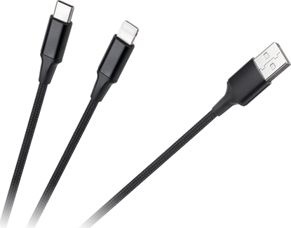 Attēls no Kabel USB Cabletech USB-A - USB-C + Lightning 1 m Czarny (KPO3944)