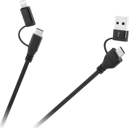 Picture of Kabel wtyk USB A/C - wtyk USB C/lightning (2+2) 1m