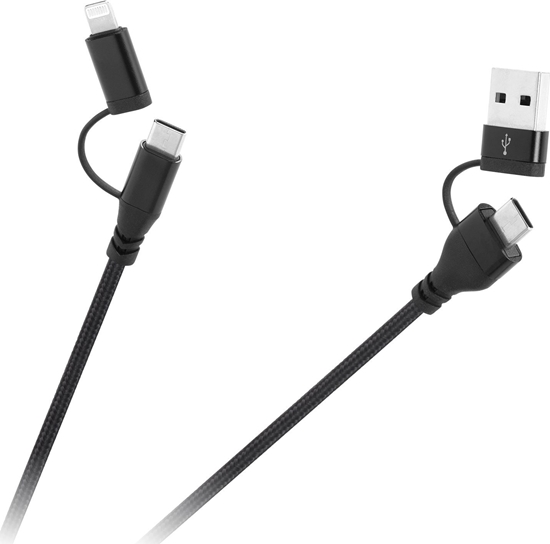 Picture of Kabel wtyk USB A/C - wtyk USB C/lightning (2+2) 1m