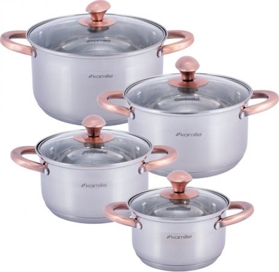 Picture of Kamille Elegancki zestaw komplet garnków ze stali nierdzewnej 8el.