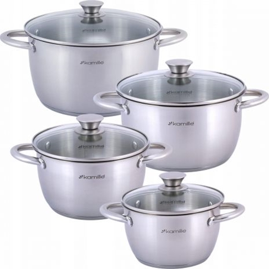 Изображение Kamille Zestaw komplet garnków ze stali nierdzewnej 8el.