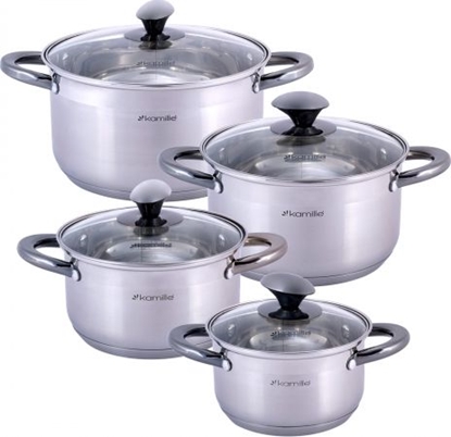 Изображение Kamille Zestaw komplet garnków ze stali nierdzewnej 8el.