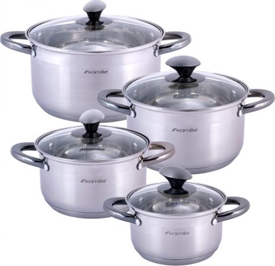 Изображение Kamille Zestaw komplet garnków ze stali nierdzewnej 8el.