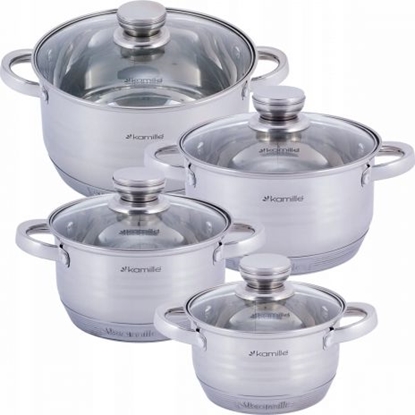 Attēls no Kamille Zestaw komplet garnków ze stali nierdzewnej 8el.