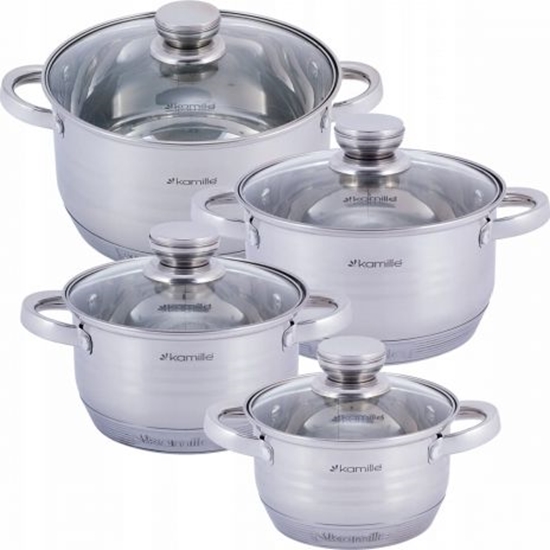 Picture of Kamille Zestaw komplet garnków ze stali nierdzewnej 8el.