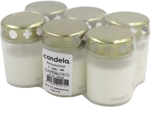 Picture of Kapu sveces ar vaciniem 6 gab. komplekts  degsanas ilgums ~20h  baltas 4744561011711