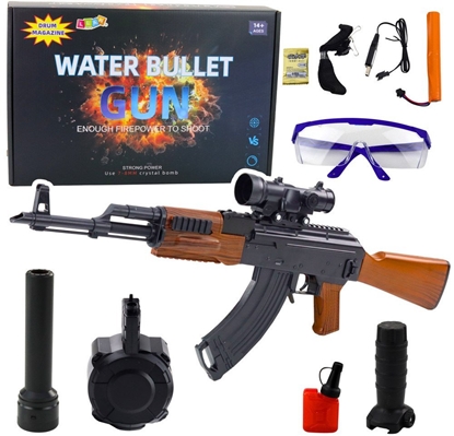 Attēls no LeanToys Karabin AK Na Kulki Wodne Hydroelowe Celownik Akcesoria Okulary 96cm LEAN Toys