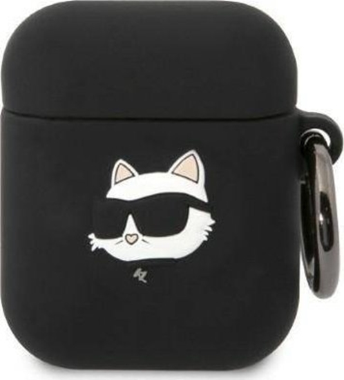 Изображение Karl Lagerfeld Etui Karl Lagerfeld KLA2RUNCHK Apple AirPods 2/1 cover czarny/black Silicone Choupette Head 3D