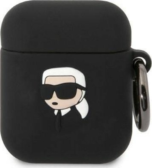 Изображение Karl Lagerfeld Etui Karl Lagerfeld KLA2RUNIKK Apple AirPods 2/1 cover czarny/black Silicone Karl Head 3D