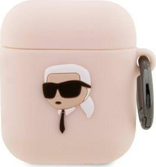 Изображение Karl Lagerfeld Etui Karl Lagerfeld KLA2RUNIKP Apple AirPods 2/1 cover róowy/pink Silicone Karl Head 3D