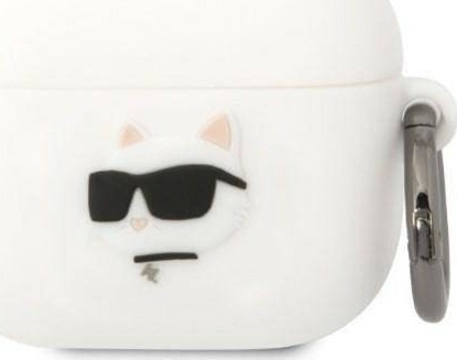 Изображение Karl Lagerfeld Etui Karl Lagerfeld KLA3RUNCHH Apple AirPods 3 cover biay/white Silicone Choupette Head 3D
