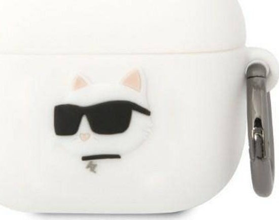 Изображение Karl Lagerfeld Etui Karl Lagerfeld KLA3RUNCHH Apple AirPods 3 cover biay/white Silicone Choupette Head 3D