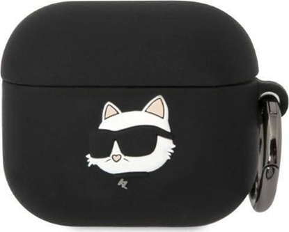 Изображение Karl Lagerfeld Etui Karl Lagerfeld KLA3RUNCHK Apple AirPods 3 cover czarny/black Silicone Choupette Head 3D