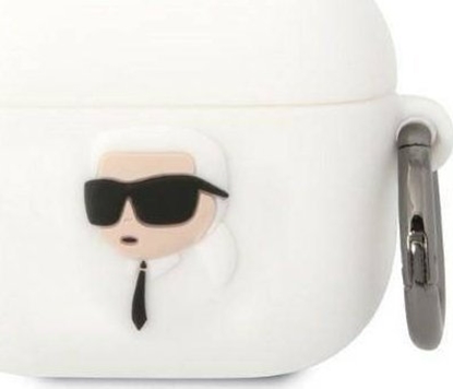 Изображение Karl Lagerfeld Etui Karl Lagerfeld KLA3RUNIKH Apple AirPods 3 cover biay/white Silicone Karl Head 3D