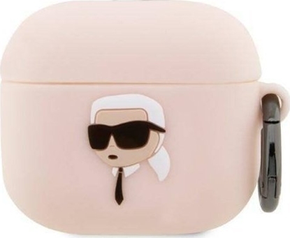 Изображение Karl Lagerfeld Etui Karl Lagerfeld KLA3RUNIKP Apple AirPods 3 cover róowy/pink Silicone Karl Head 3D