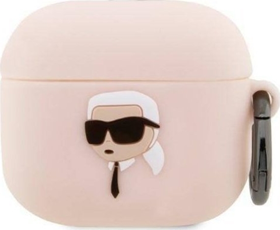 Изображение Karl Lagerfeld Etui Karl Lagerfeld KLA3RUNIKP Apple AirPods 3 cover róowy/pink Silicone Karl Head 3D