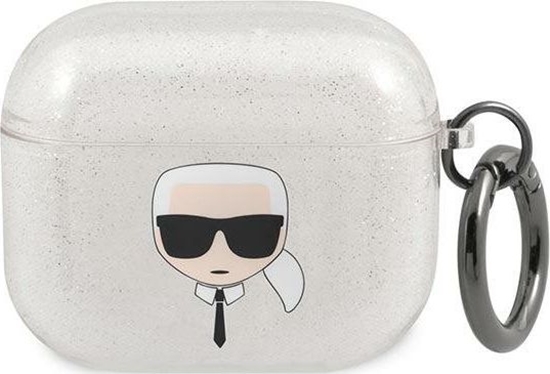Изображение Karl Lagerfeld Etui ochronne KLA3UKHGS Glitter Karl`s Head do AirPods 3 srebrne