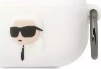 Изображение Karl Lagerfeld Etui ochronne na suchawki Karl Lagerfeld do AirPods Pro cover biay/white Silicone Karl Head 3D