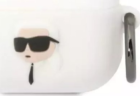 Изображение Karl Lagerfeld Etui ochronne na suchawki Karl Lagerfeld do AirPods Pro cover biay/white Silicone Karl Head 3D