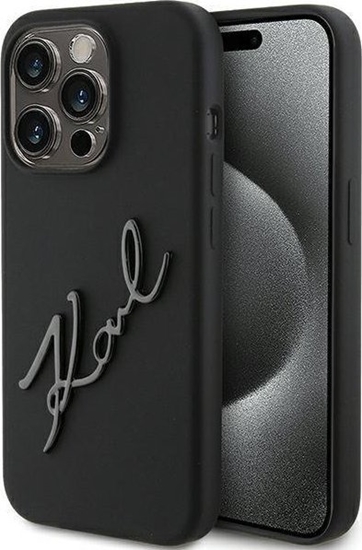 Picture of Karl Lagerfeld Karl Lagerfeld KLHCP15LSKSBMCK iPhone 15 Pro 6.1" czarny/black hardcase Silicone Karl Script