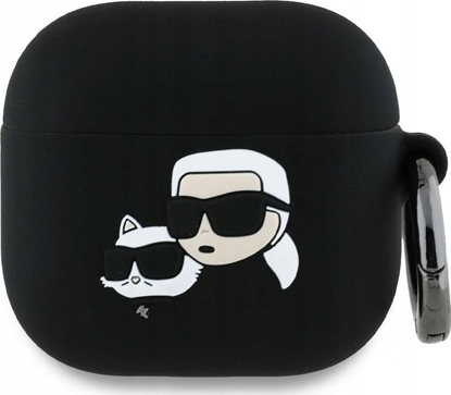 Изображение Karl Lagerfeld KLA4RUNKCHK AirPods 4      cover czarny/black Silicone Karl&Chaupette Head 3D