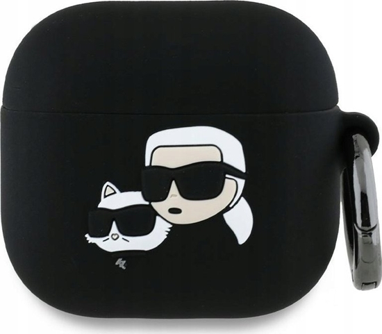 Изображение Karl Lagerfeld KLA4RUNKCHK AirPods 4      cover czarny/black Silicone Karl&Chaupette Head 3D