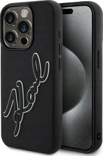 Picture of Karl Lagerfeld KLHCP15L3DRKSDLK iPhone 15 Pro 6.1" black hardcase 3D Rubber Signature