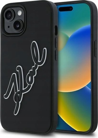 Picture of Karl Lagerfeld KLHCP15S3DRKSDLK iPhone 15 6.1" black/black hardcase 3D Rubber Signature